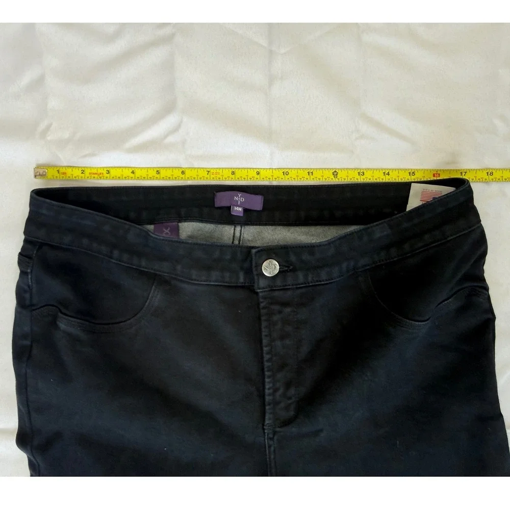 NYDJ Womens Marilyn Straight Leg Denim Jeans 14W Black Stretch Casual Workwear